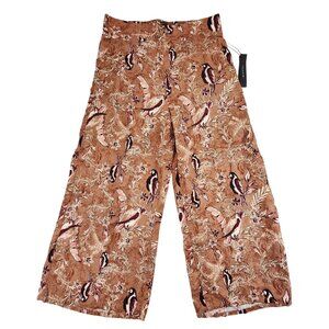 Tahari NEW 100%‎ Linen Wide Leg Crop Pants Breezy Boat Pant Paisley Print sz Lg